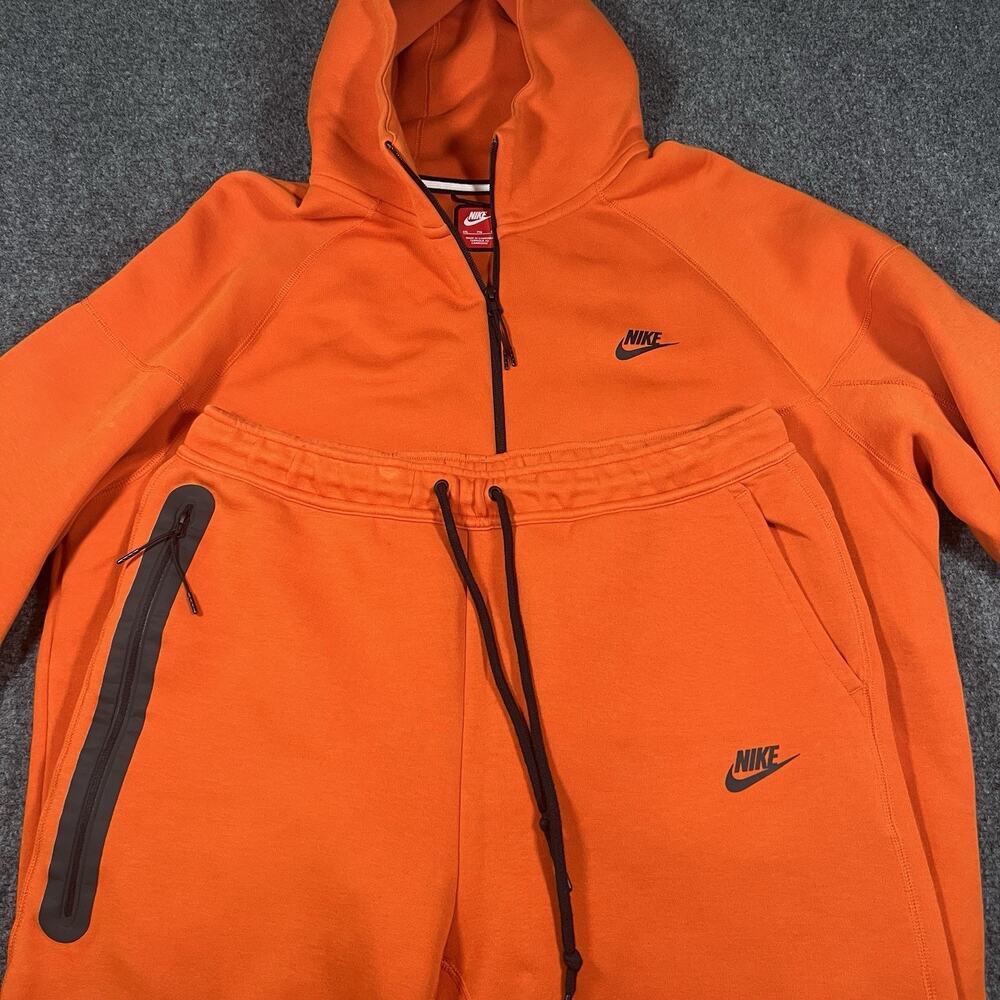 Nike Tech Fleece Jogger Orange Set Mens XXL Hooded Zip Jacket XL Jogger Pants - Picture 2 of 15